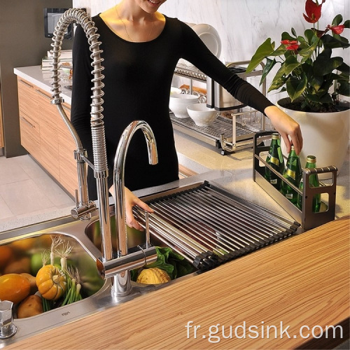 Évier de cuisine à bol simple avec drainage de lavage